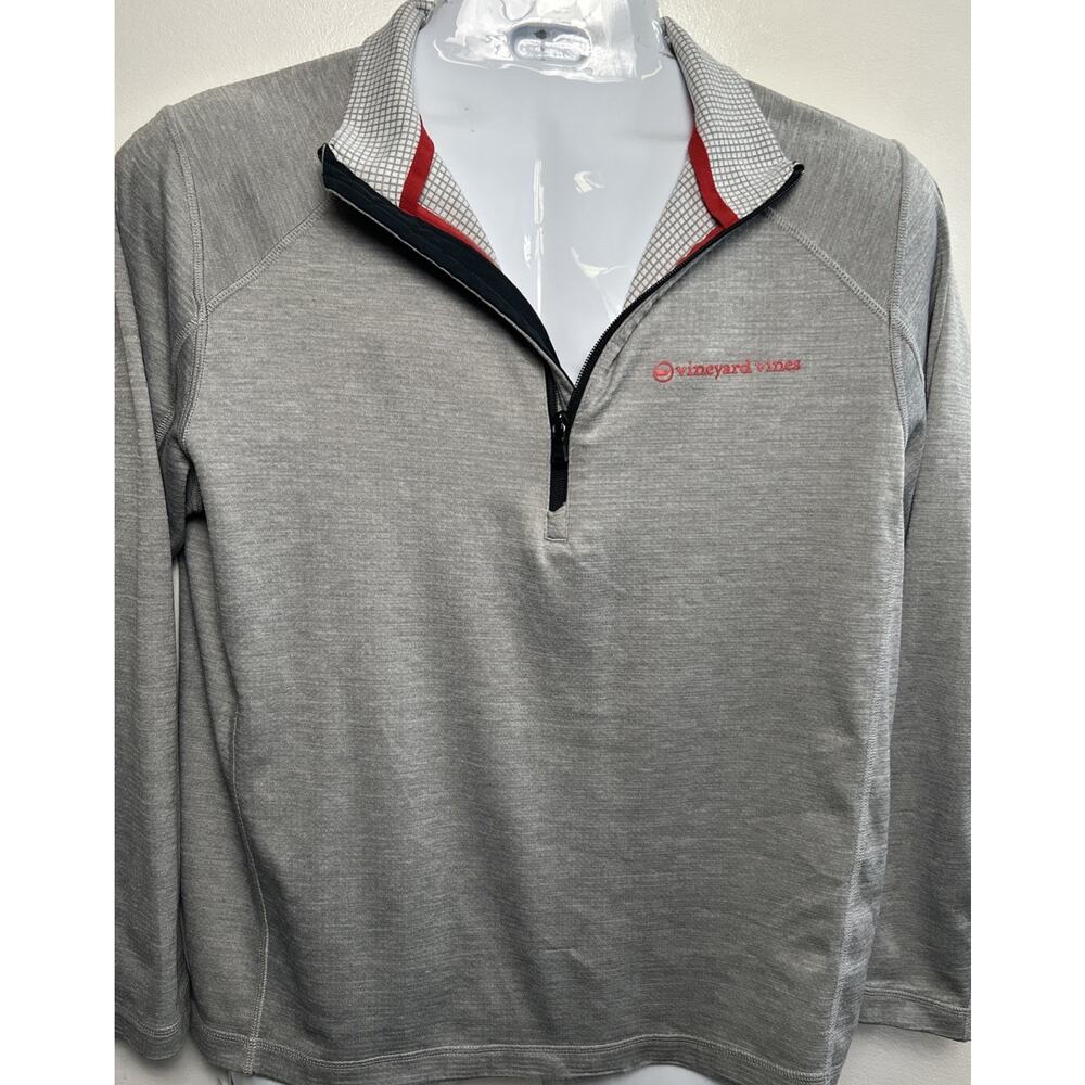 Vineyard Vines Sankaty 1/2 Zip Pullover Mens M Gray Red Performance Long Sleeve